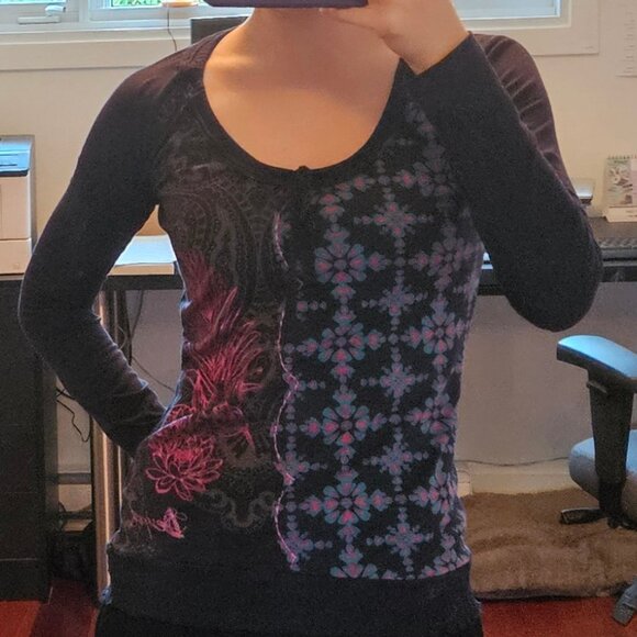 Navy blue shirt Desigual with colored designs - Picture 6 of 6